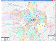Little Rock-North Little Rock-Conway Metro Area Wall Map Color Cast Style